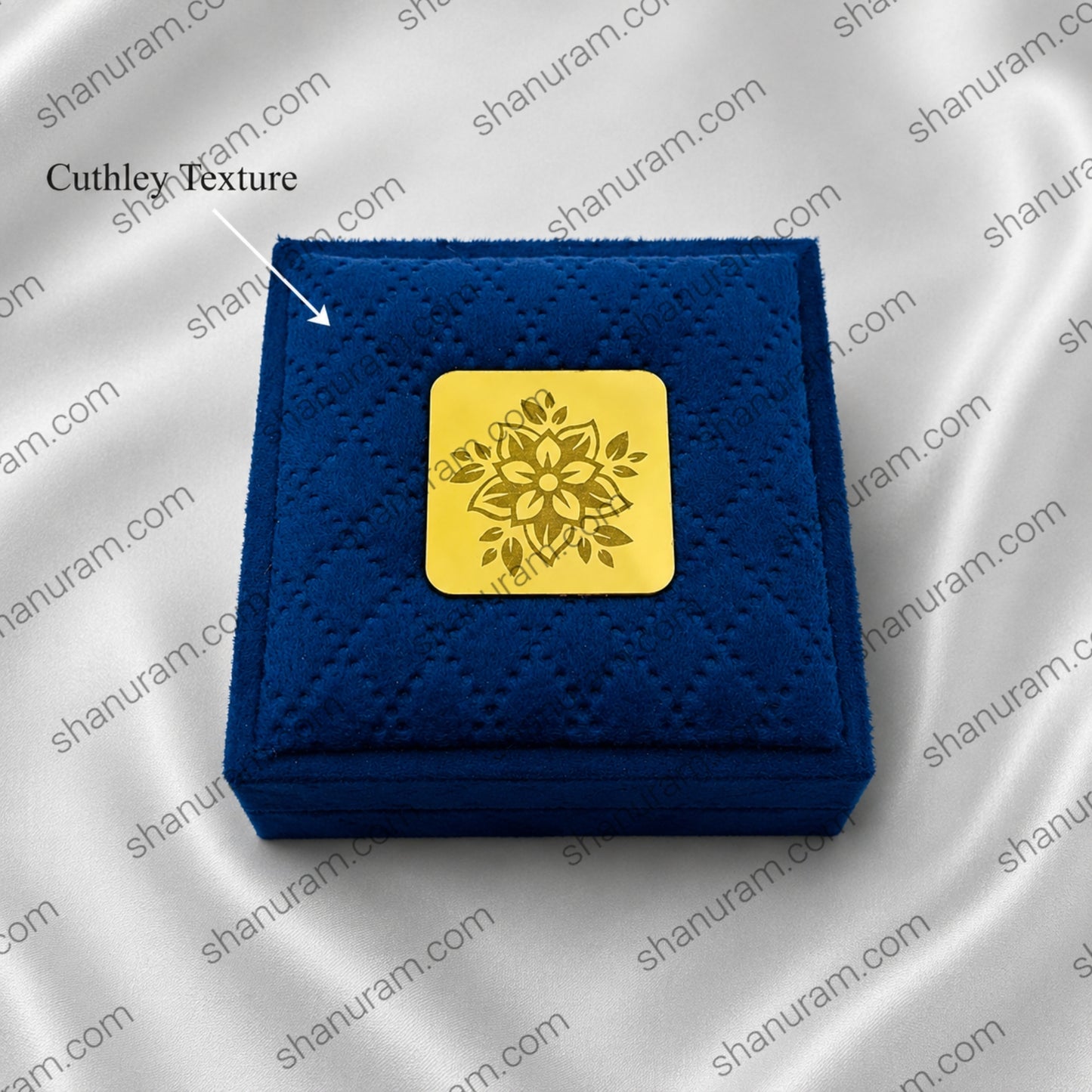 Blue Cuthley Tops Jewelry Box | Premium Velvet Earring Gift Box with White Suede Interior | 3×3×2 Inch