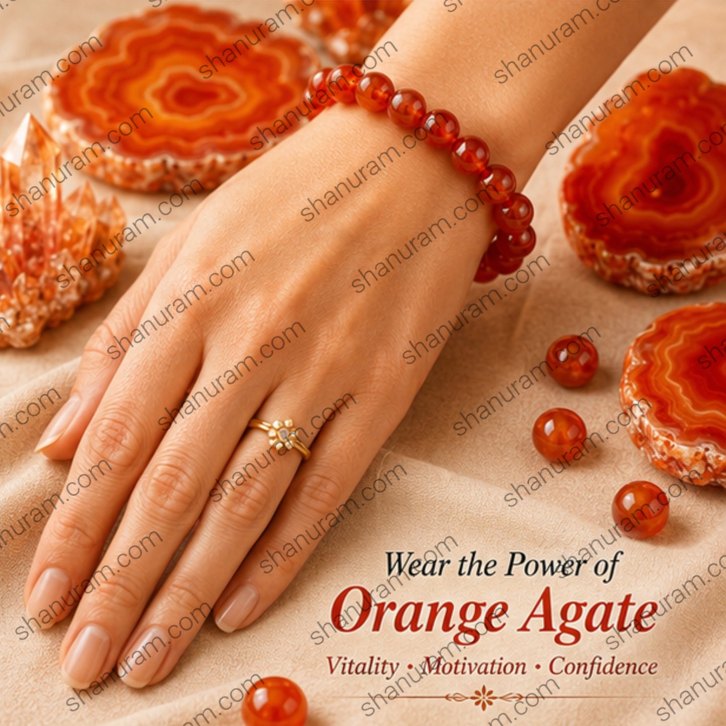 Natural Orange Agate Bracelet – Energy, Confidence, Motivation & Positive Energy Bracelet