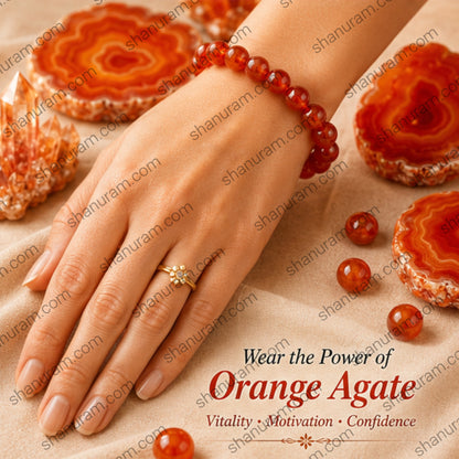 Natural Orange Agate Bracelet – Energy, Confidence, Motivation & Positive Energy Bracelet