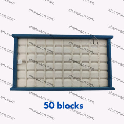 50 Block (Cream inside, Blue Suede Outside) Stone Box