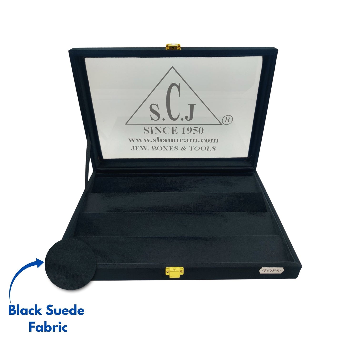 Black Suede Tops/Earrings Stock Display Box | 4 Shelves Tops Stock Display Box | Earring Storage Display Box