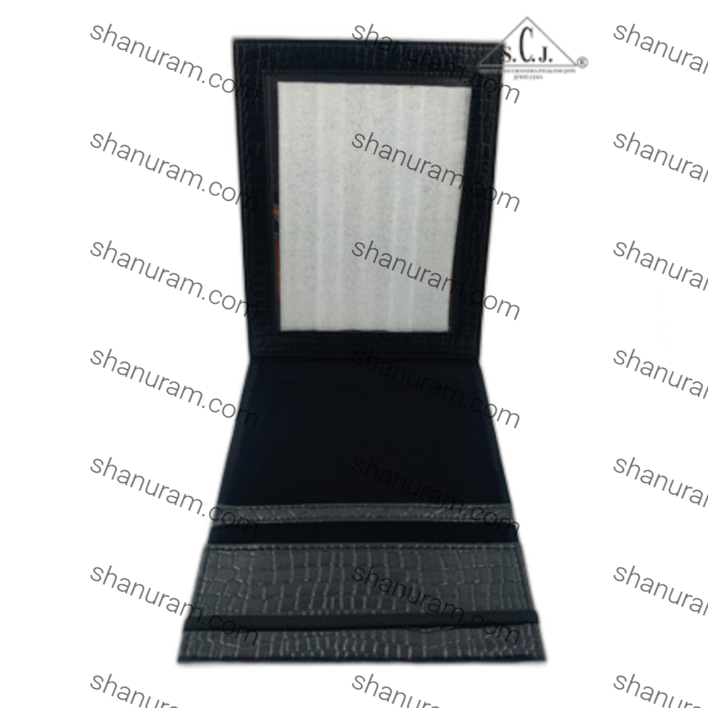 Portable Proffessional Make up Book Mirror With Sturdy Balck Crocodile Texture Frame