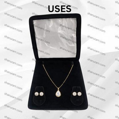 Square Black Velvet Necklace Set Zipper Folder