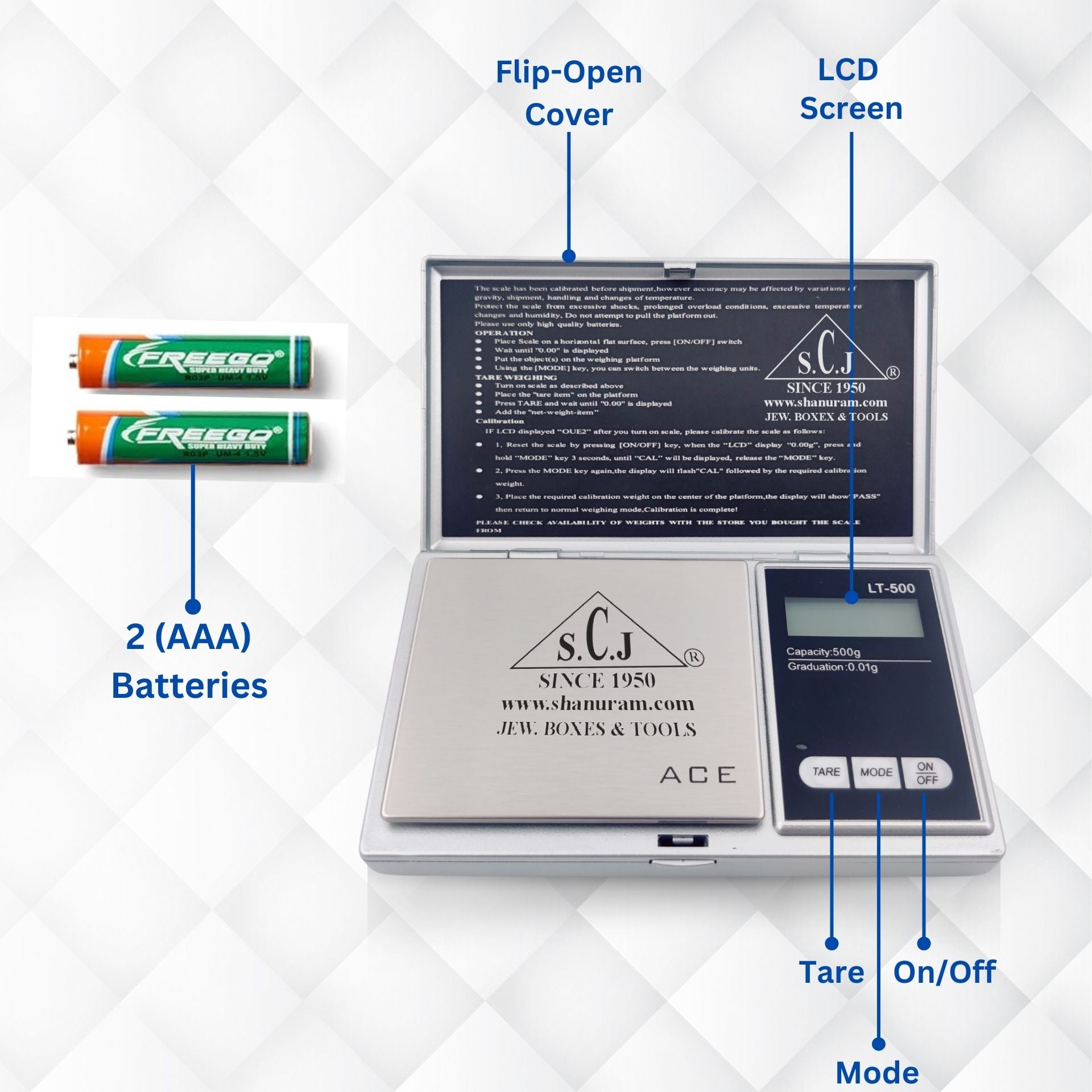 ACE LT-500 Jewellery Scale Display and Buttons Close-Up