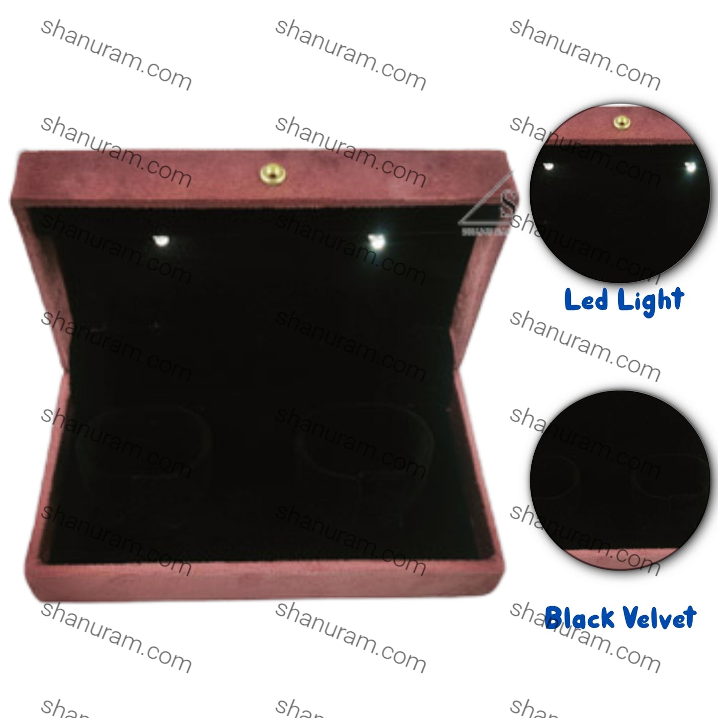 Pink Cuthley Texture Suede Fabric Double Bangle LED Light Box