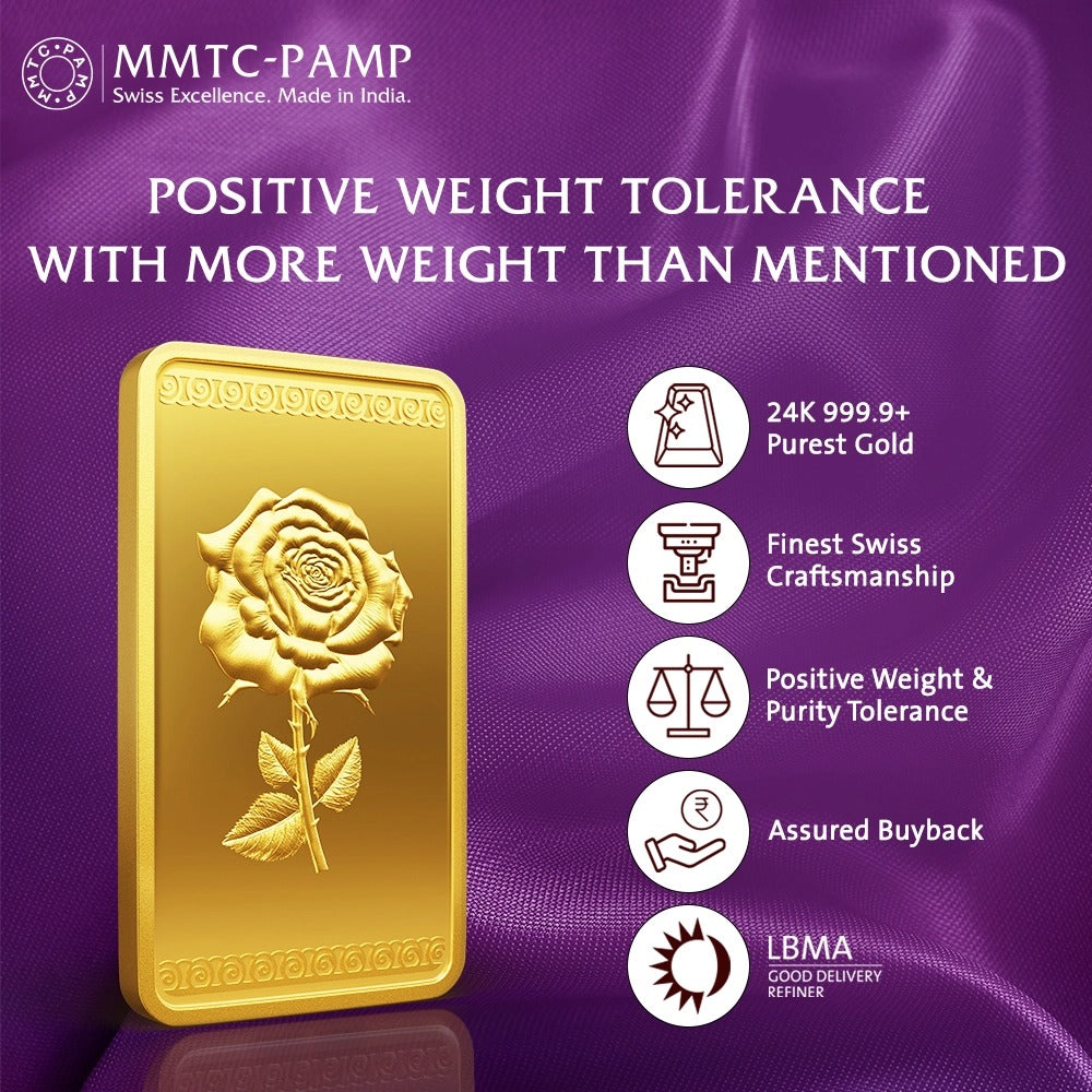 Rose 24k (999.9) 10 gm Gold Bar