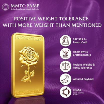 Rose 24k (999.9) 10 gm Gold Bar