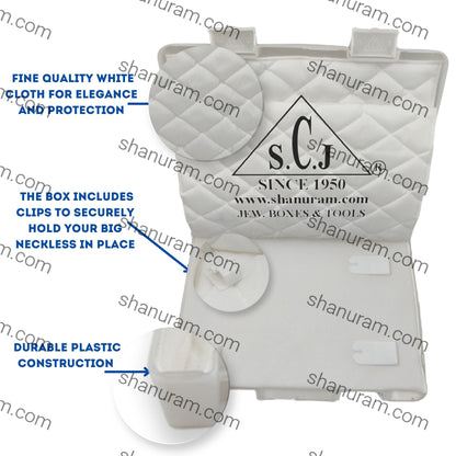 SCJ Big Necklace Box – Durable Off-White Plastic Jewelry Storage with White Cloth Lining (Pack of 10)