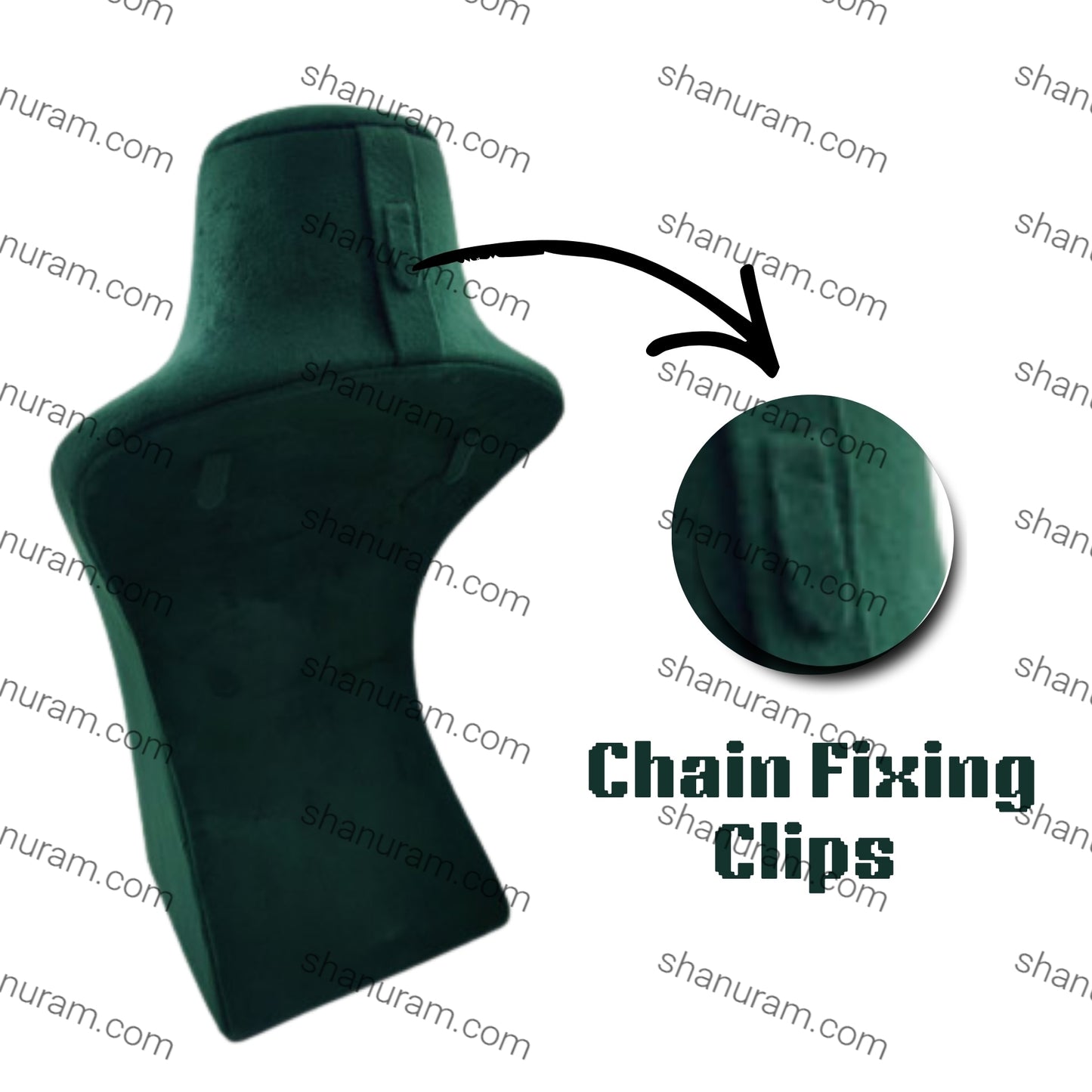Dummy Dark Green Suede Necklace Stand with Curve