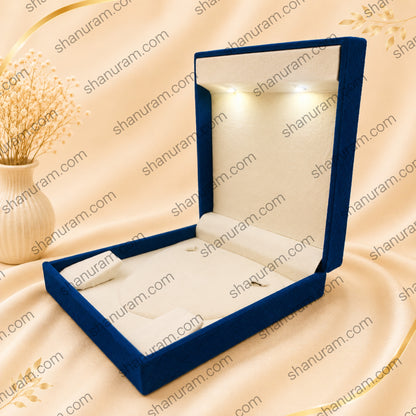 Blue Cuthley Medium Necklace Box with LED Light | Premium Blue Jewelry Gift Box Pack of 2