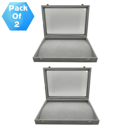 Pack of 2 – Grey Suede Chain Display Boxes | Chain Stock Display Box