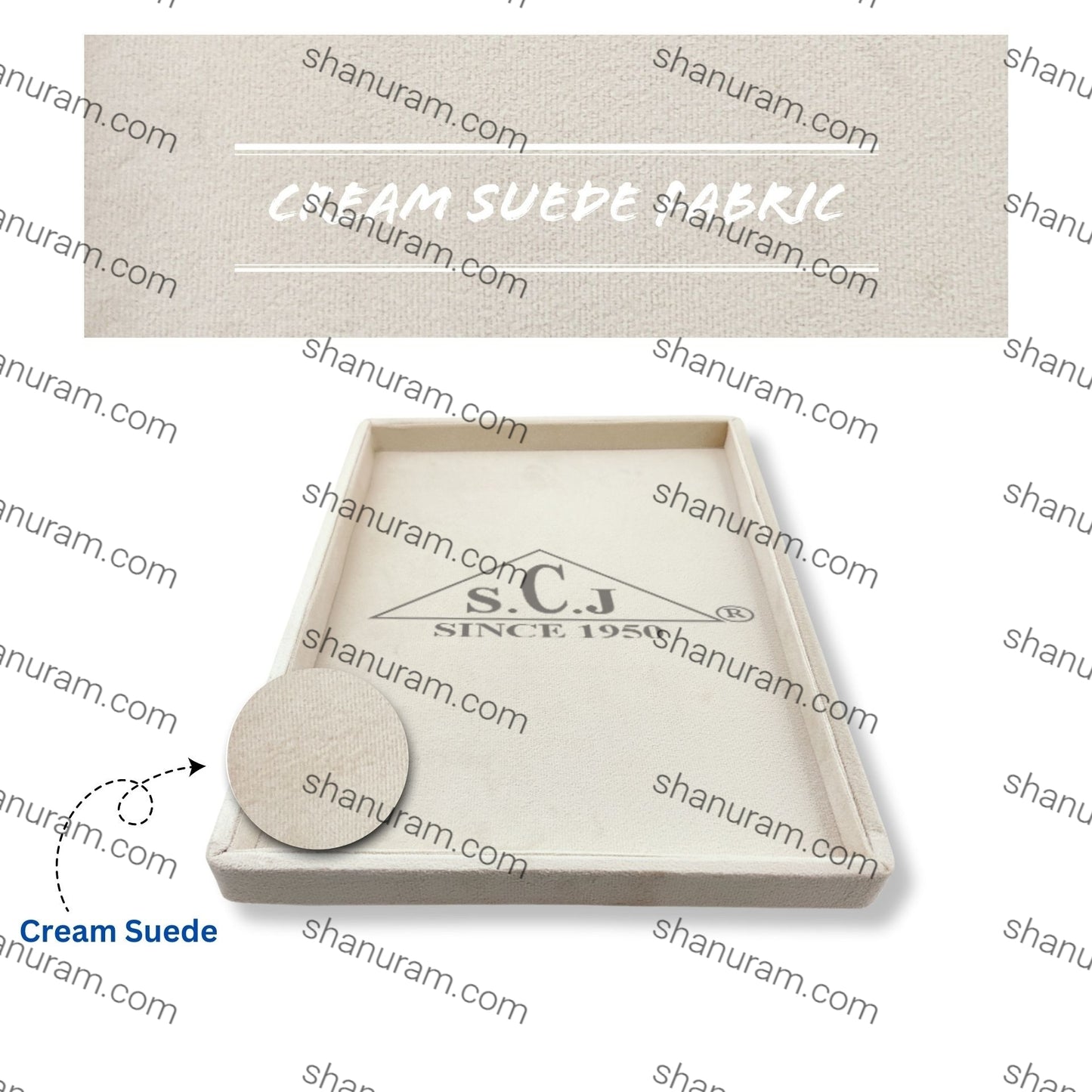 Cream Suede Fabric Jewellery Display tray