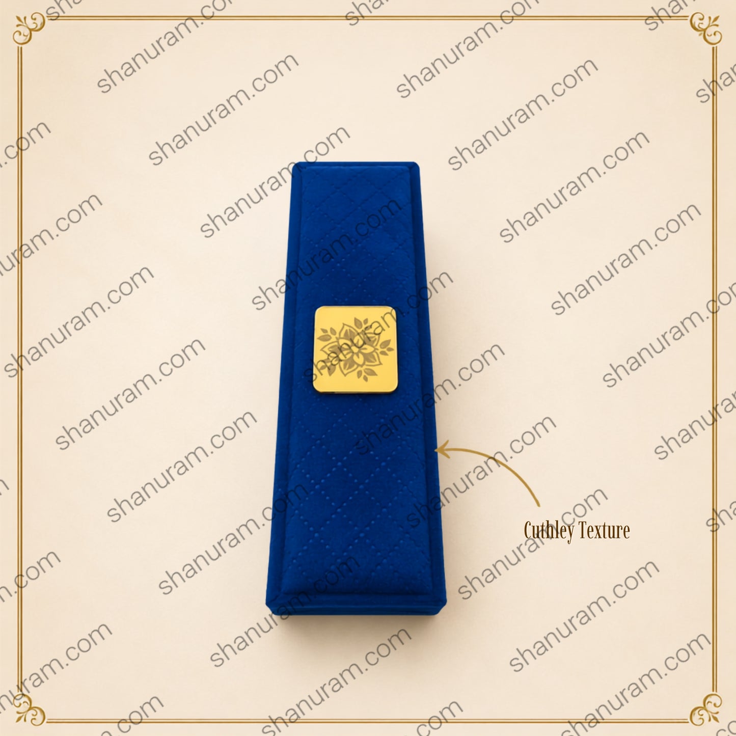 Blue Cuthely Large LED Chain Jewelry Box | Premium Blue Velvet Necklace Gift Box with White Suede Interior | 9 x 2.5 x 1.5 Inch