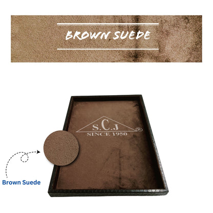 Crocodile Brown Suede Fabric Jewellery Display Tray