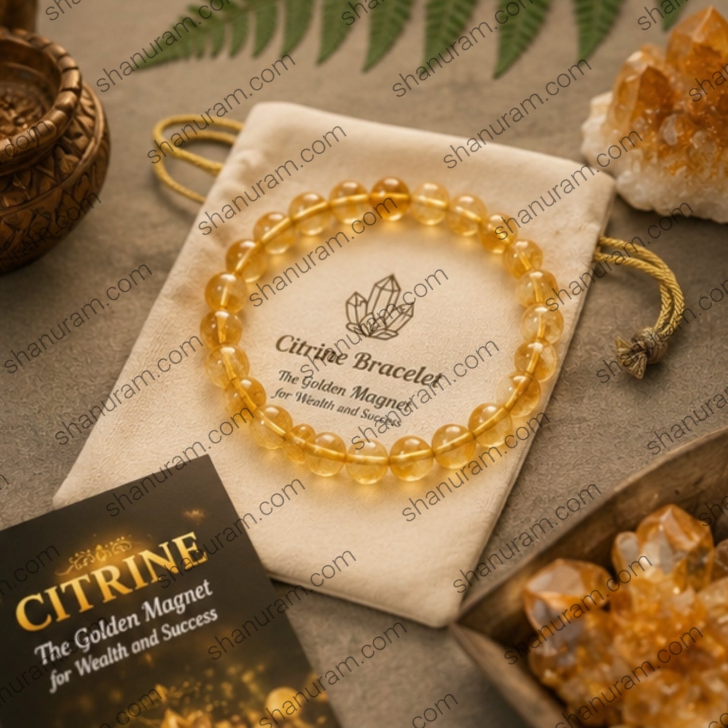Natural Citrine Crystal Bracelet for Wealth, Success & Positive Energy | Certified Gemstone Bead Bracelet