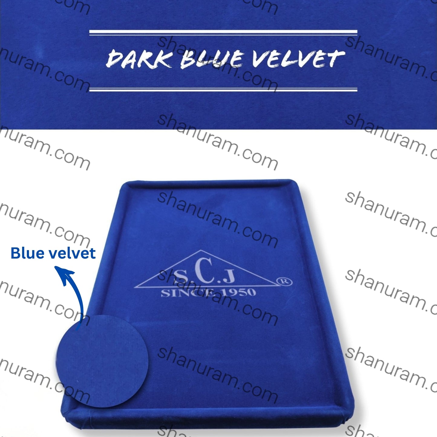 Dark Blue Velvet Round Boundary Jewellery Display Tray