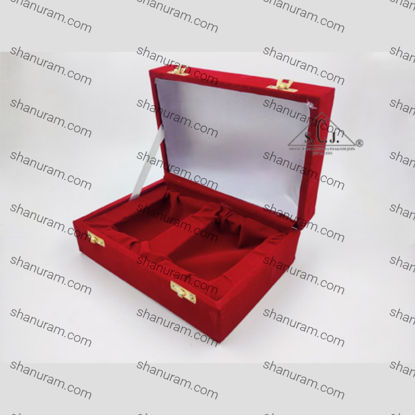 Red Velvet Double Silver Plated Glass Box