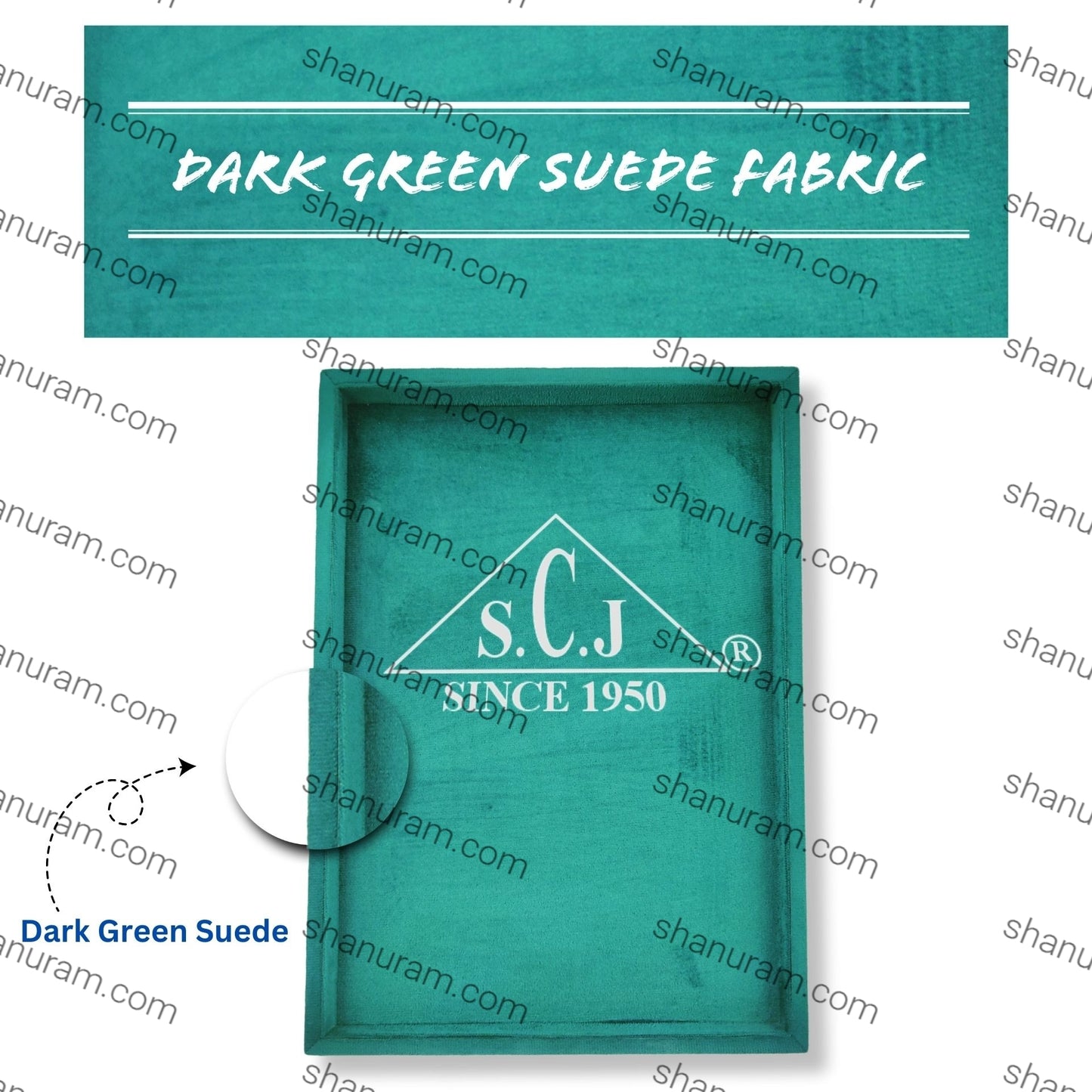 Dark Green Suede Fabric Jewellery Display Tray