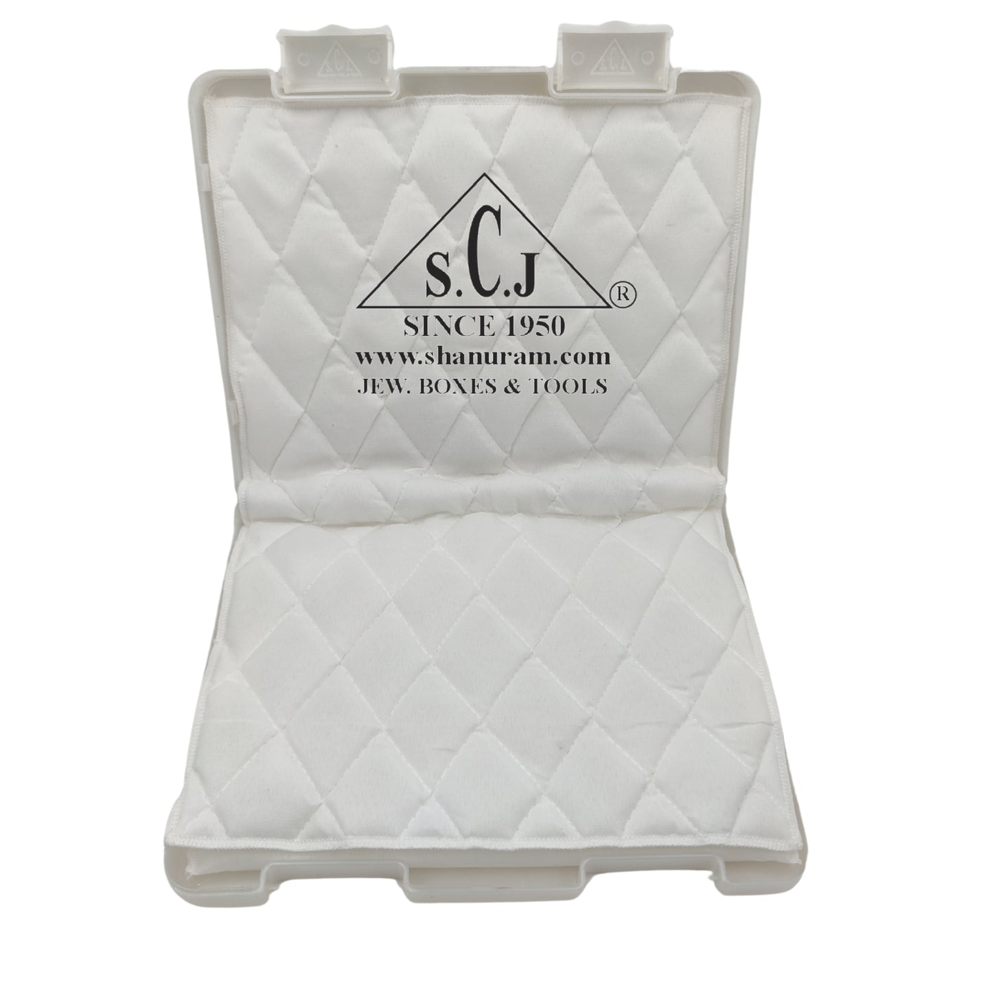 SCJ Small Necklace Box – Off-White Plastic Jewelry Box with White Cloth Lining (Pack of 10)