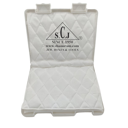 SCJ Small Necklace Box – Off-White Plastic Jewelry Box with White Cloth Lining (Pack of 10)