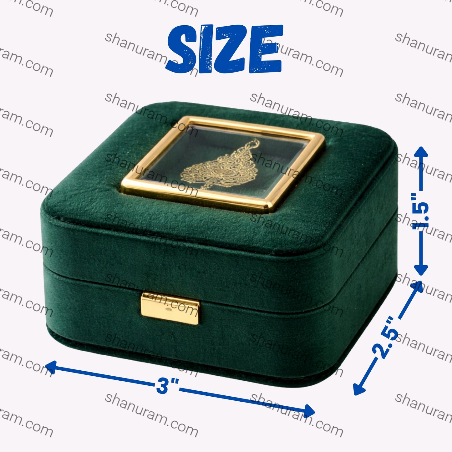Premium Green Velvet LED Earring & Tops Box with White Suede Interior