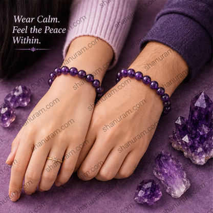 Natural Amethyst Bracelet – Purple Crystal Healing Bracelet for Peace, Intuition & Spiritual Growth