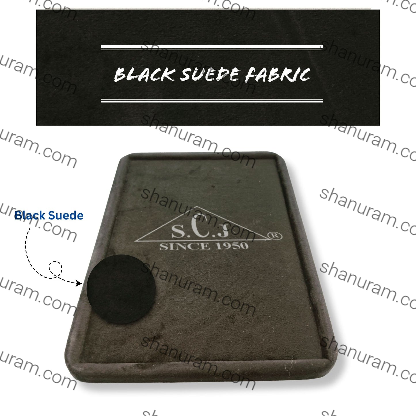 Black Suede Fabric Round Boundary Jewellery Display Tray