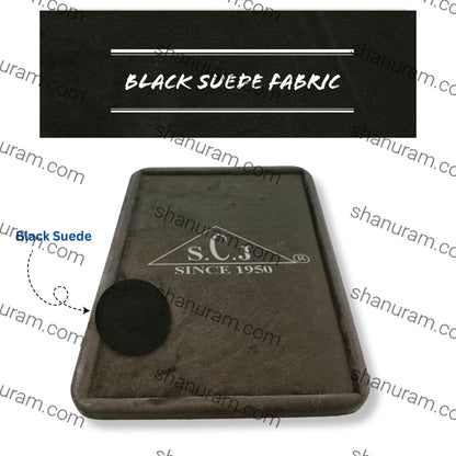 Black Suede Fabric Round Boundary Jewellery Display Tray