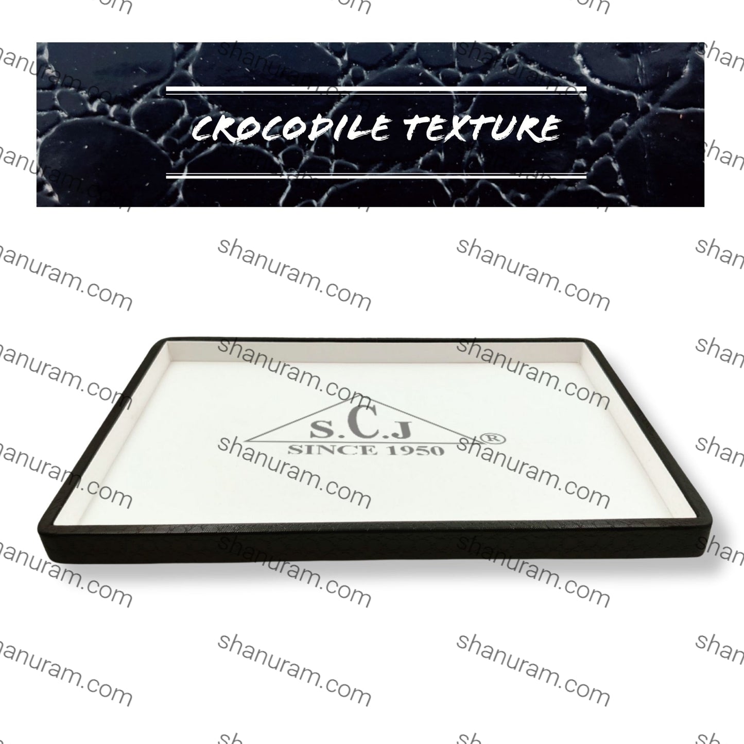 Crocodile White Suede Fabric Jewellery Display Tray
