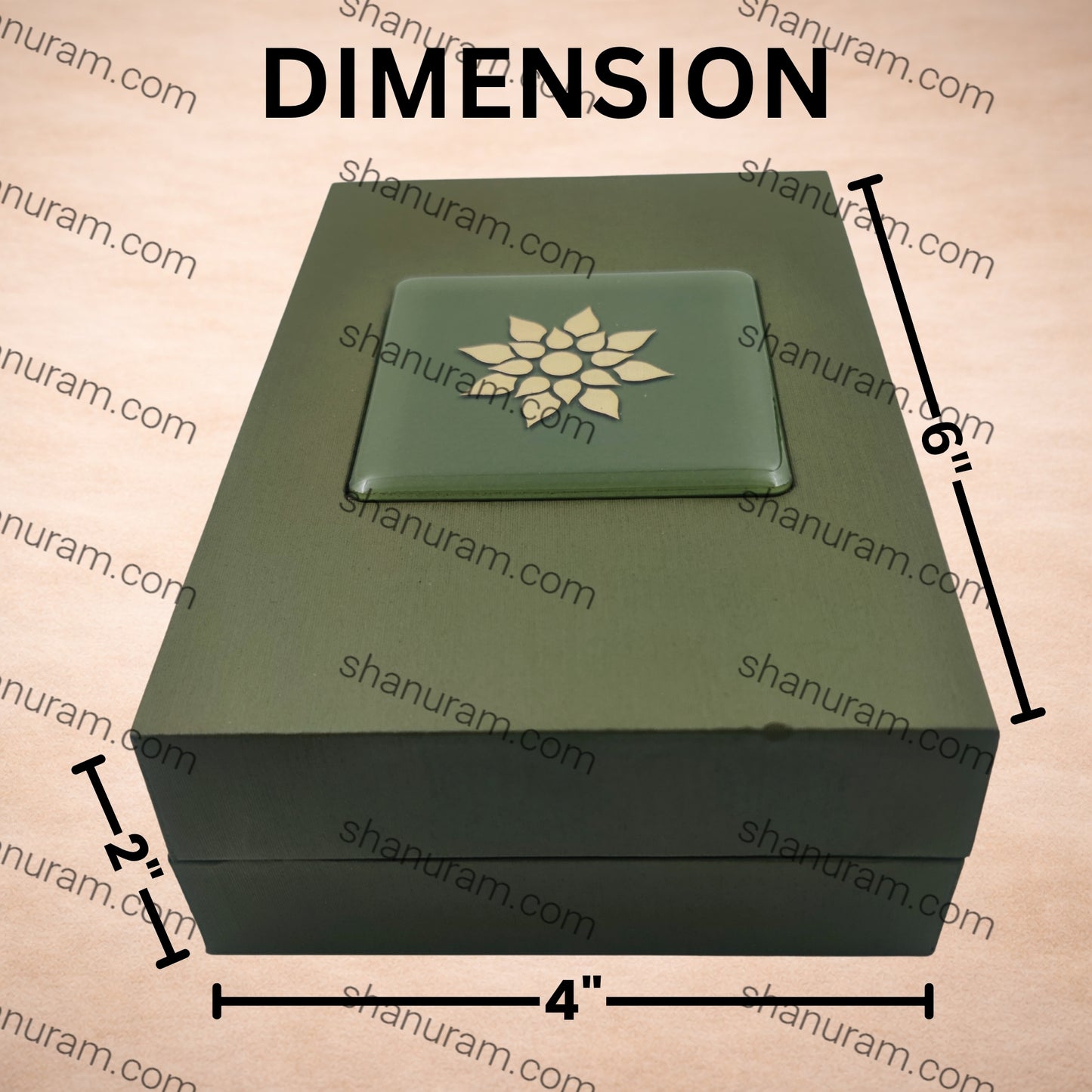 Classic Green Finish Pendant Box with Soft Cream Suede Interior