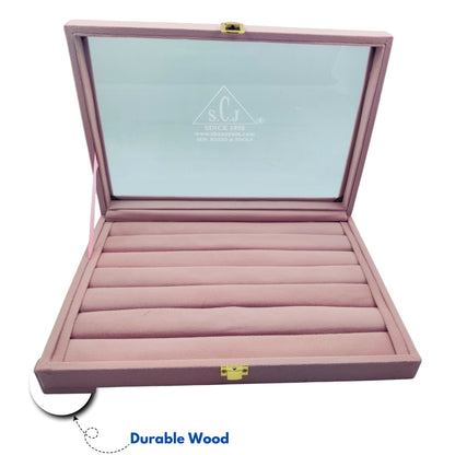 Pink Suede Fabric Ring Stock Display Box