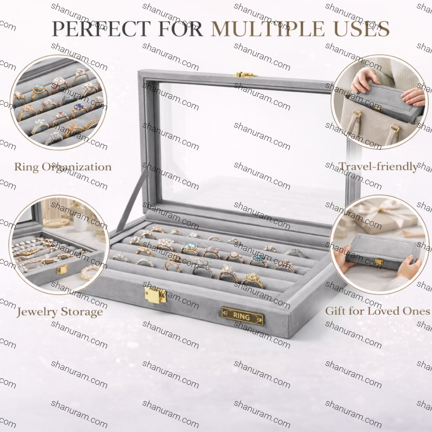 Grey Suede Fabric Ring Stock Display Box | Jewellery Stock Display Box | Ring Display Box