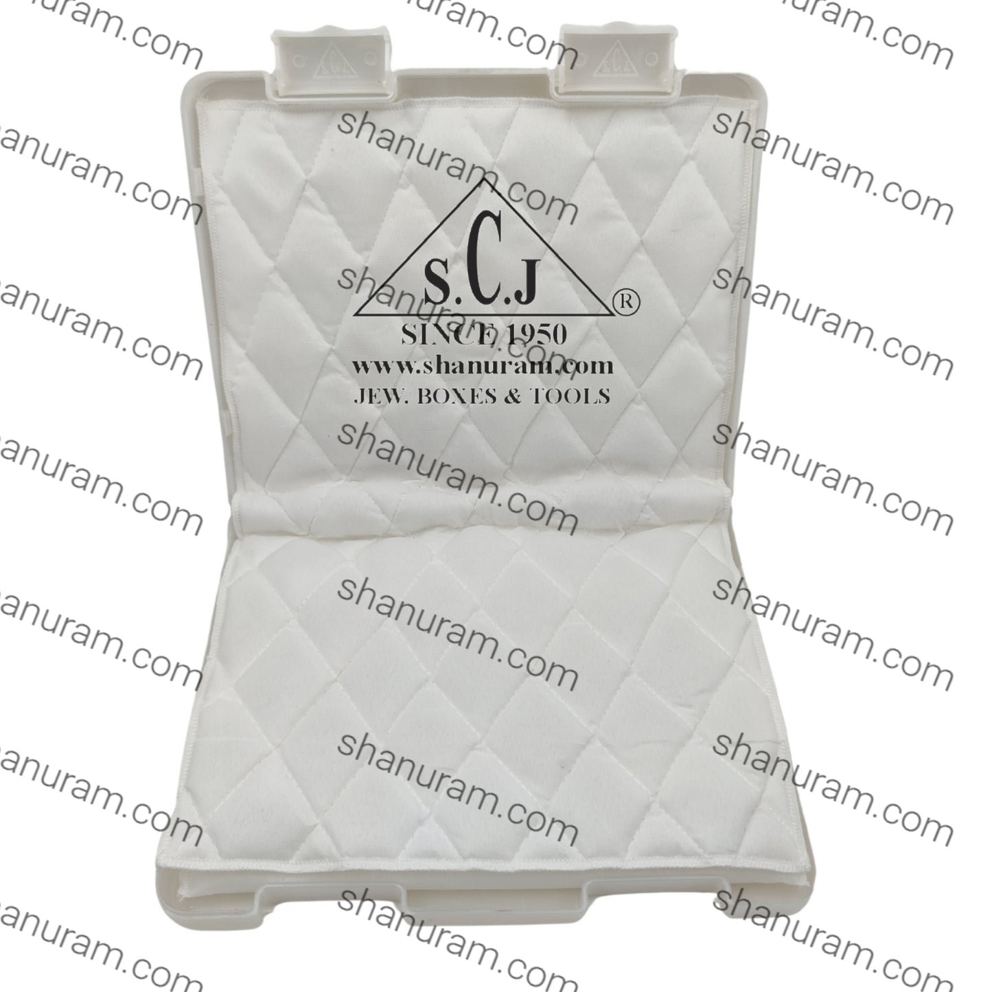 SCJ Small Necklace Box – Off-White Plastic Jewelry Box with White Cloth Lining (Pack of 10)