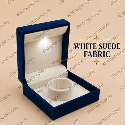 Premium Blue Velvet LED Ring Box with White Suede Interior | Luxury Jewelry Gift Box | 4 x 4 x 2 Inch