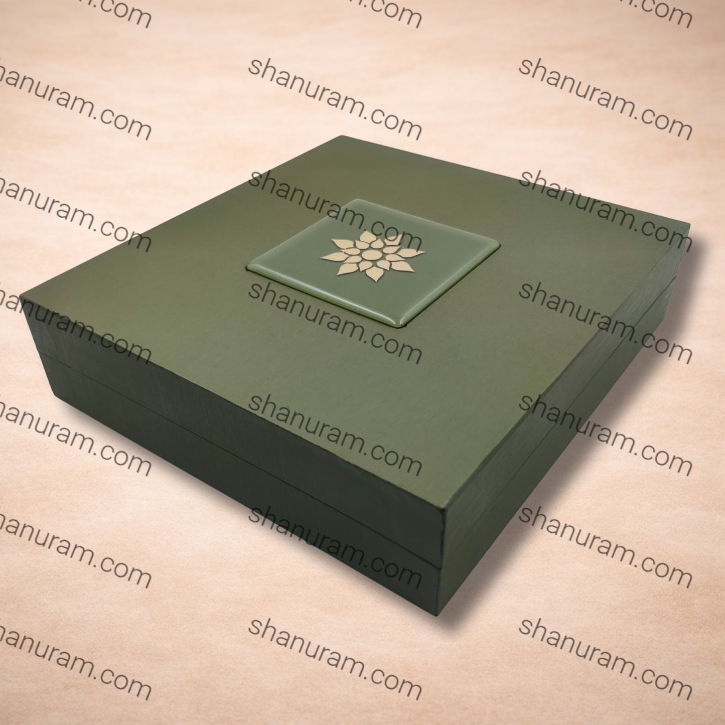 Premium Green Finish Long Necklace Box with Soft Cream Suede Interior