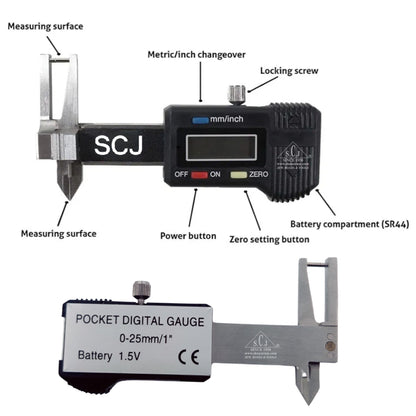 SCJ Electronic Digital Jewelry Micrometer Caliper With measuring range 0-25mm / 0-1"