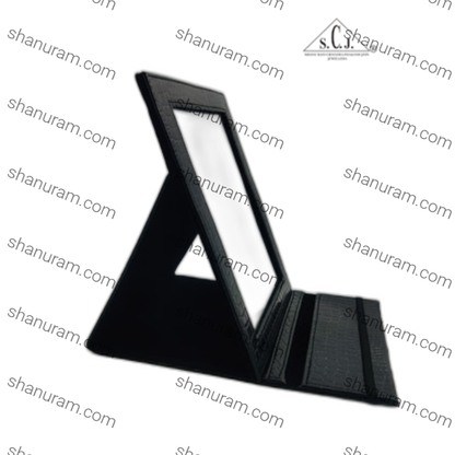 Portable Proffessional Make up Book Mirror With Sturdy Balck Crocodile Texture Frame