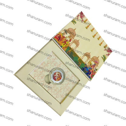 Gram Pure Silver Gift Coin in Premium Hard Cardboard Box | Traditional Indian Design | Baby & Festive Gifting