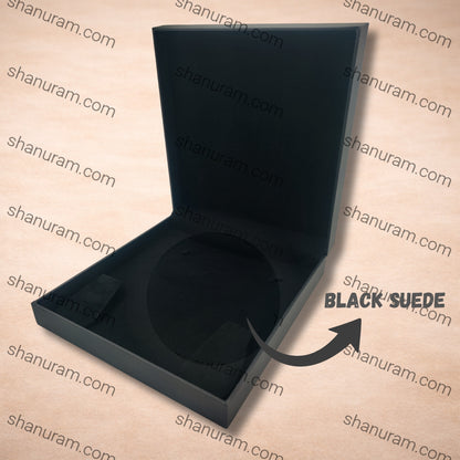 Premium Black Finish Small Necklace Box with Black Suede Interior