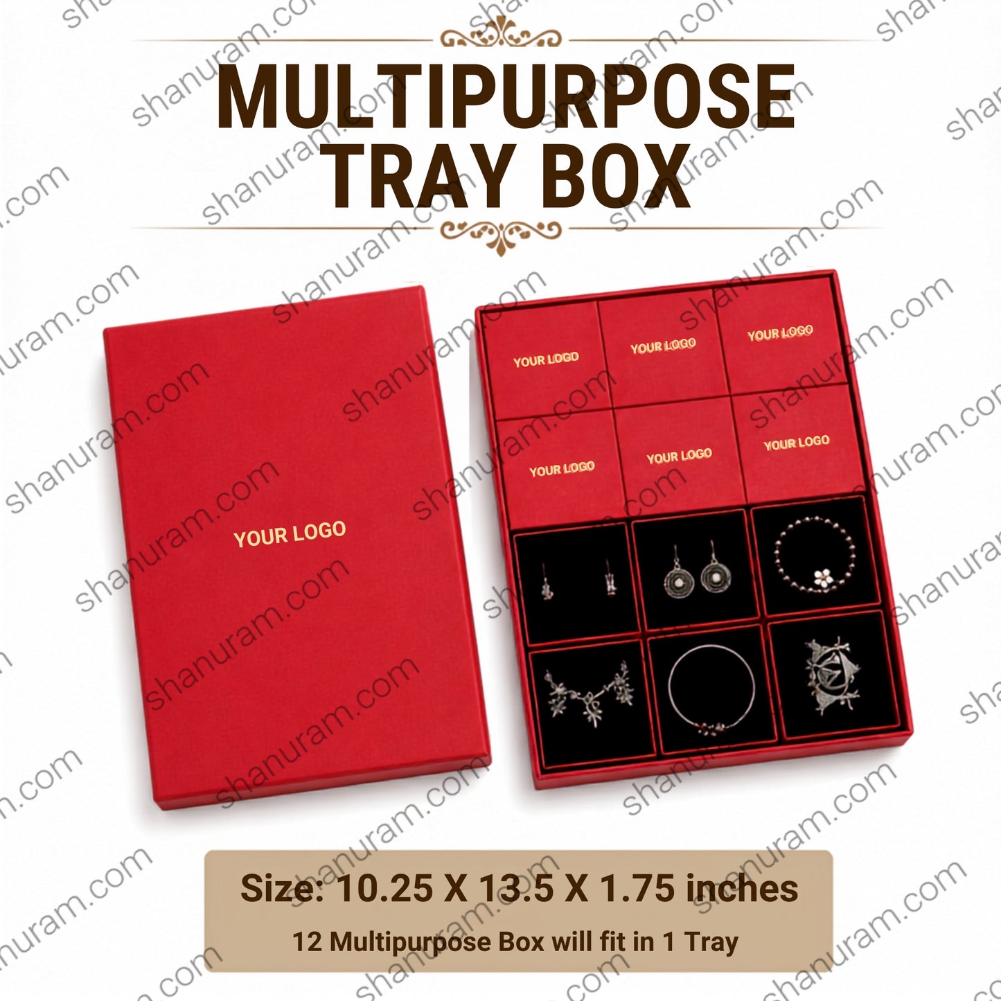 Premium Jewelry Tray Box with Custom Logo | Ring, Earring & Multipurpose Storage Display Tray | Hard Cardboard Gift Packaging