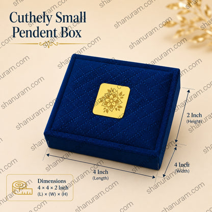 Cuthely Small Pendant Jewelry Box | Premium Blue Velvet Gift Box with Soft White Suede Interior | 4 x 4 x 2 Inch