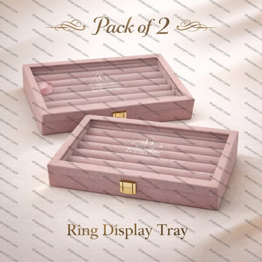 Pink Suede Fabric Ring Stock Display Box (Pack of 2)