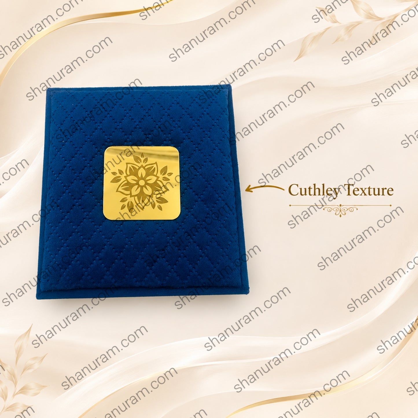 Blue Cuthley Small Necklace Box with LED Light | Premium Blue Suede Jewelry Gift Box