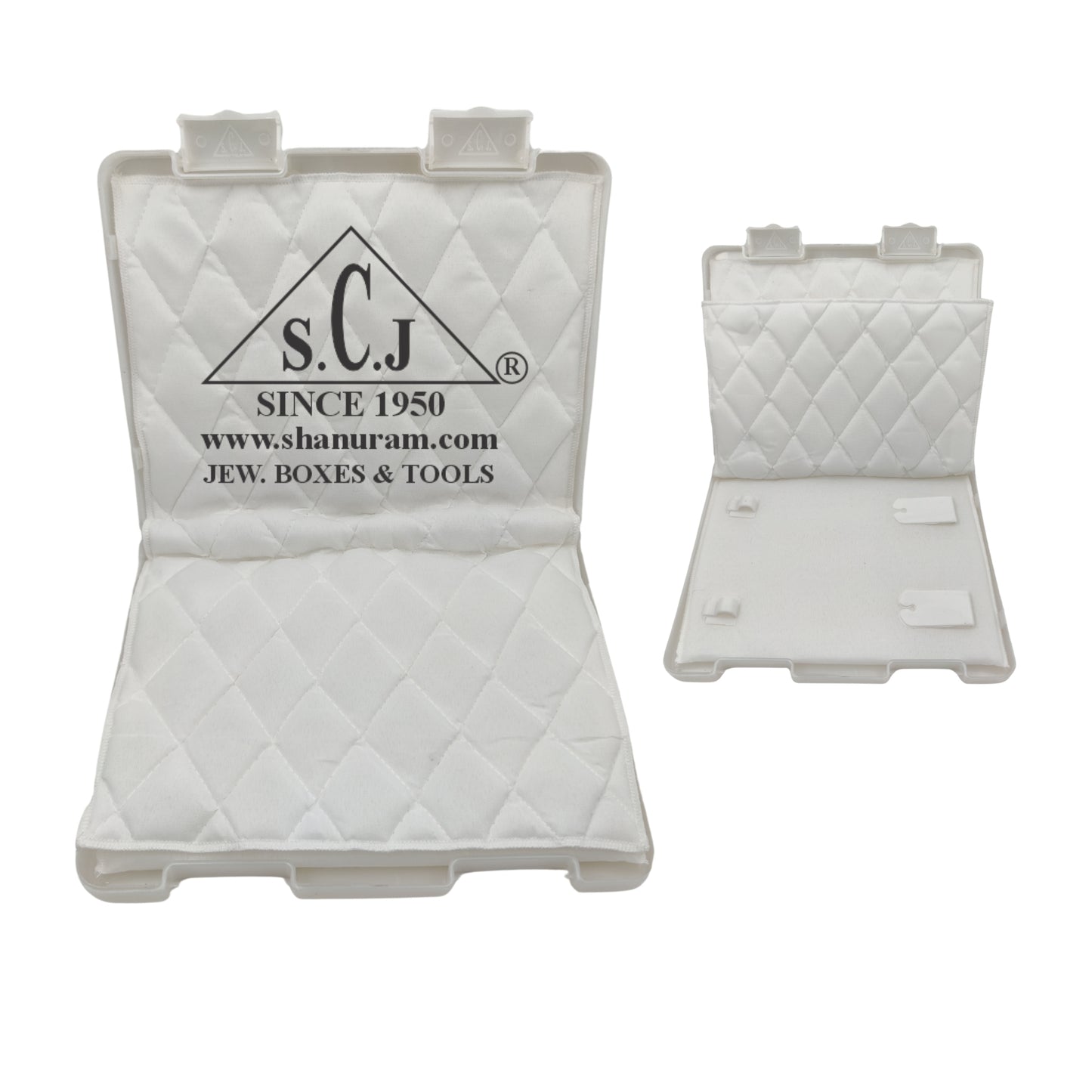 SCJ Medium Necklace Box –  (Pack of 10) Off-White Plastic Jewelry Storage with White Cloth Lining