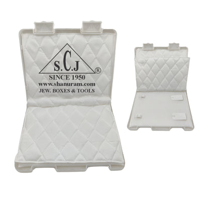 SCJ Medium Necklace Box –  (Pack of 10) Off-White Plastic Jewelry Storage with White Cloth Lining