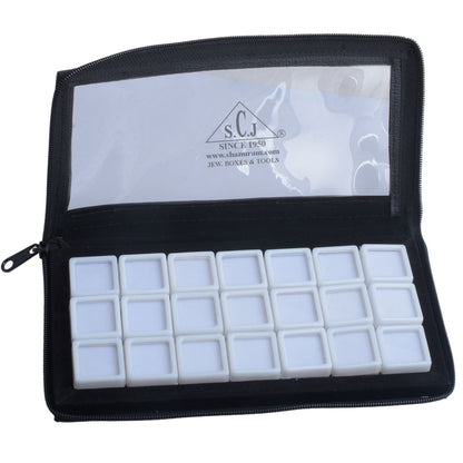 Jewelry bag display carry bag for 21 pcs of glass top 3x3 cm size box with cover zipper | 21 Box Folder Pouch
