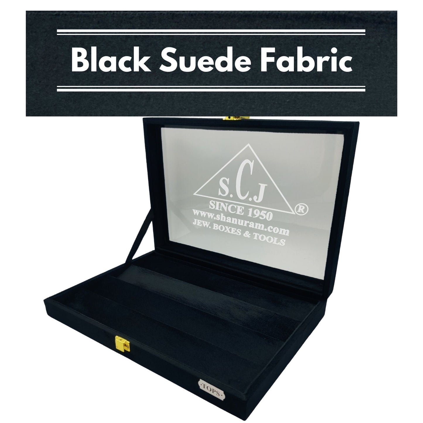 Black Suede Tops/Earrings Stock Display Box | 4 Shelves Tops Stock Display Box | Earring Storage Display Box