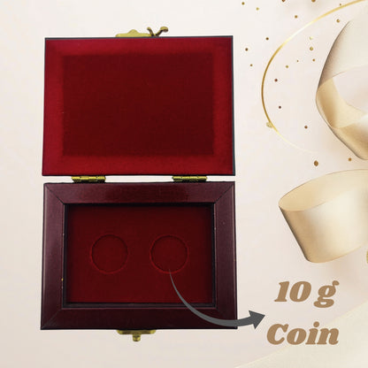 Premium 10g Red Wooden 2-Coin Rectangle Box (Pack of 10)