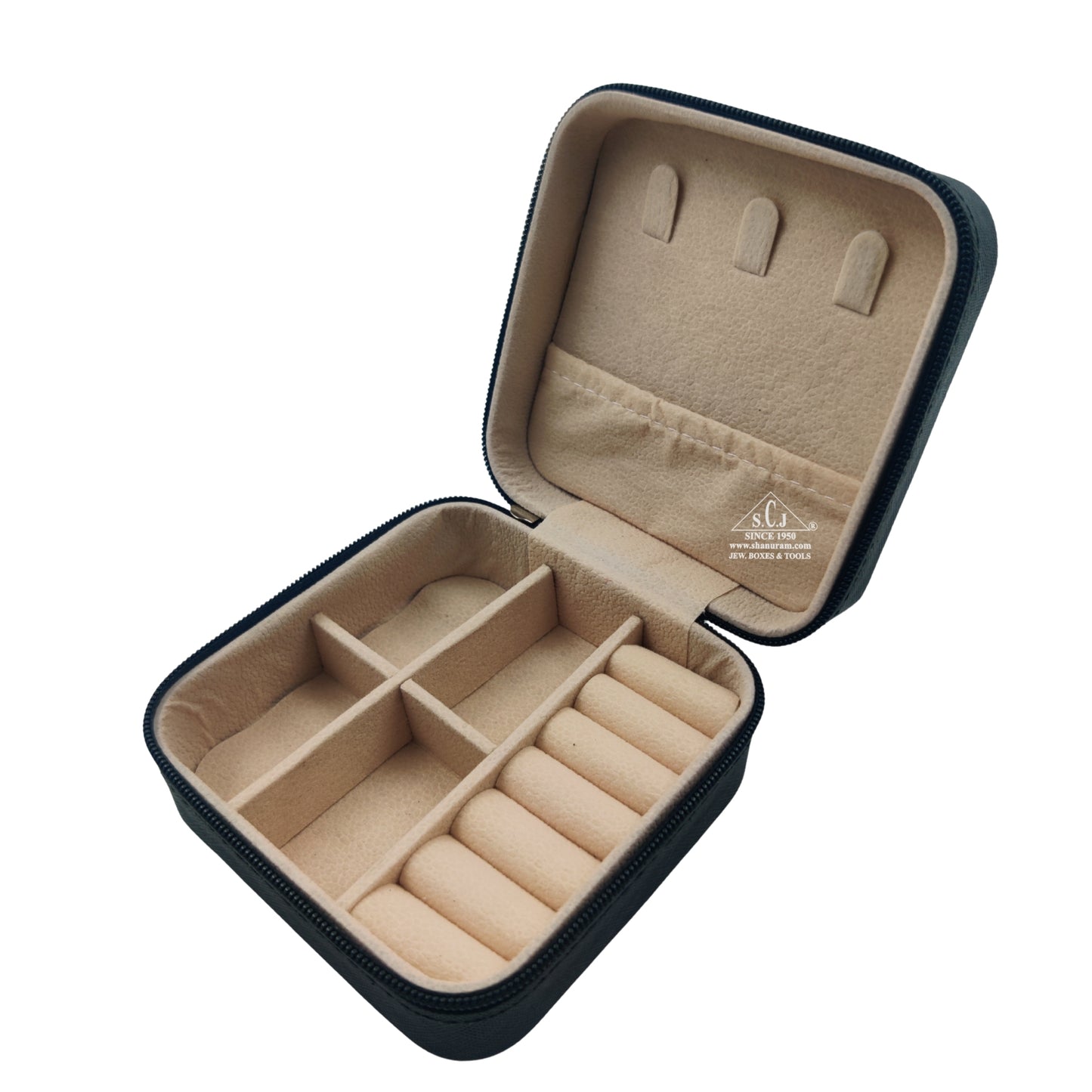 Black Premium Multi-Function Jewellery Organizer Case for Earrings, Chains & Rings