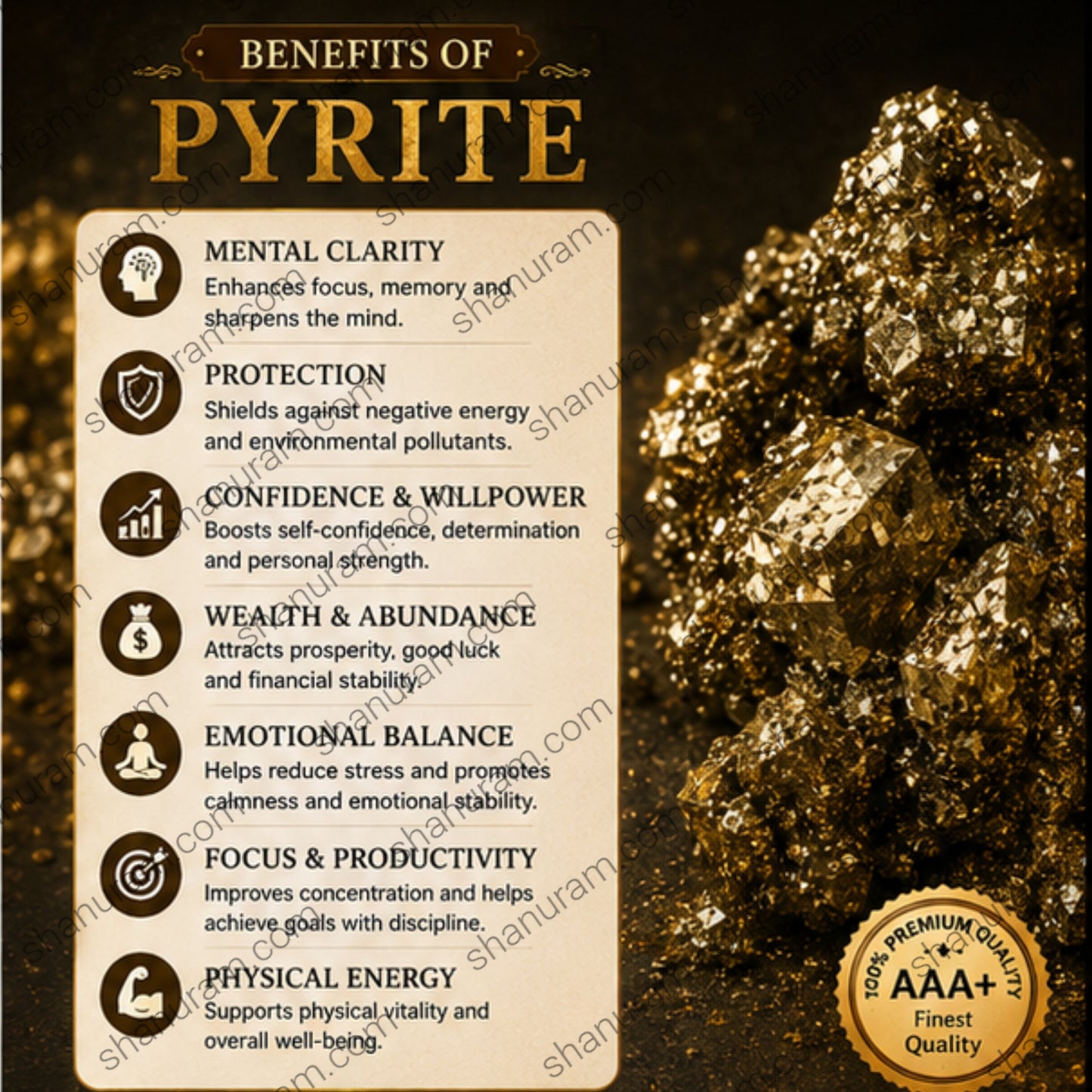 Natural Pyrite Bracelet – Wealth, Protection, Confidence & Positive Energy Bracelet